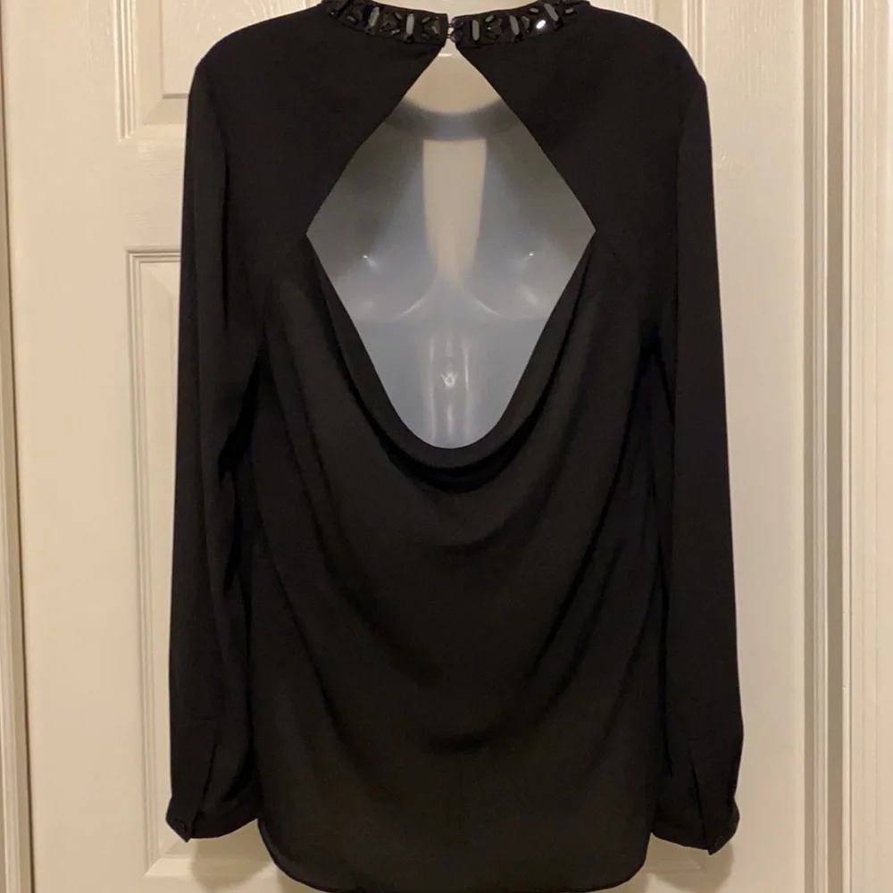 BCBGMaxAzria Frances Jewel-Neck Black Blouse - Picture 5 of 11